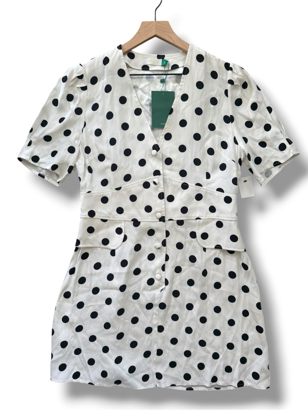 RIXO NWT‎ London Dots Laura Button Down Mini Dress Sz L - Picture 6 of 11